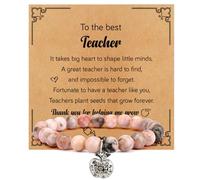 Teacher Appreciation Gifts Natural Stone Bracelet Thank You Teacher Gift Ideas from Students Graduation Gifts with Meaningful Message Card