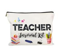 Teacher Appreciation Gifts Teacher GiftsTeacher survival kit Best Teacher Ever Teacher Supplies for Classroom Makeup Bag Pencil Pouch for Nursery Preschool High School for Women (Teacher survival kit)