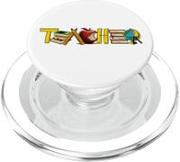 Teacher Appreciation Illustrative Alphabet Art Pencil Books PopSockets PopGrip for MagSafe