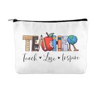Teacher Appreciation Inspirational Gift for Women Mentor Teacher Birthday Present for Preschool Teachers Cosmetic Makeup Bag, Teach Love Inspire, S, Teach Love Inspire