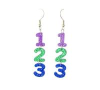 Teacher Appreciation Themed Dangle Earrings Number 123 & Question Exclamation Mark Acrylic Drop Earrings for Teacher, Metal, alloy