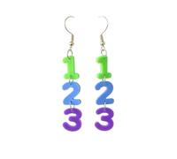 Teacher Appreciation Themed Dangle Earrings Number 123 & Question Exclamation Mark Acrylic Drop Earrings for Teacher, Metal, alloy
