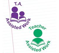 Teacher Assisted & T.A. Assisted Work Self-Inking Teacher Stamps 22mm, Self-Inking, Reinkable *^