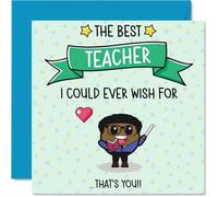 Teacher Birthday Card - Best I Could Ever Wish For - Happy Birthday Card for Teacher from Student Pupil, 145mm Cute Bday Greeting Cards