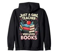 Teacher Books Apple School Pencil Hearts Cute Zip Hoodie