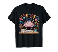 Teacher Brain Apple Classroom Funny Neurodivergent T-Shirt