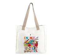 Teacher Canvas Tote Bag in My Teacher Era Teacher Gifts for Women Teacher Appreciation Gifts Beach Bag Educators Gifts (in my teacher era)
