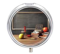 Teacher Classroom Chalkboard Pill Box, 3 Compartment Small Pill Case Waterproof Travel Pill Organizer for Pocket Or Purse Portable Mini Medicine Tablet Vitamin Holder Pill Case