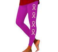 Teacher Clothes for Women Womens Breast Cancer Awareness Ribbon Print Leggings Womens Sweat Pants Small (Purple, L)