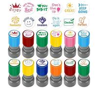 Teacher Comment Marks - Feedback Stamp, Self Meat Set, Reward Instruments in the Classroom, Colourful Impressions with Motivational Phrases for Evaluating Encouragement Marking and School Nutzu