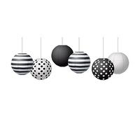 Teacher Created Resources Black & White 8" Hanging Paper Lanterns, Pack of 6
