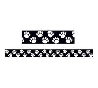 Teacher Created Resources Paw Prints Straight Border Trim, Black/White (4642)