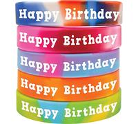 Teacher Created Resources Silicone Tie-Dye Happy Birthday Wristbands, 4.0 inches, Multi-coloured, 7.25 inch, Unisex