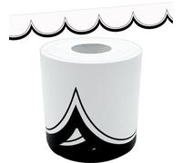 Teacher Created Resources White with Black Scalloped Die-Cut Rolled Border Trim - 50ft - Decorate Bulletin Boards, Walls, Desks, Windows, Doors, Lockers, Schools, Classrooms, Homeschool & Offices