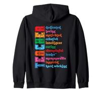Teacher Dedicated Loving Motivated Creative Zip Hoodie