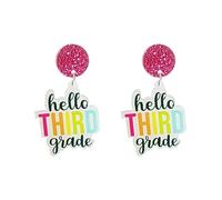 Teacher Earrings for Women 2024 Back to School Acrylic Drop Dangle Earrings Fun Colorful First Day of School Earrings for Students Teacher Appreciation Gifts for Women, Acrylic, No Gemstone