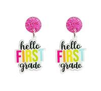 Teacher Earrings for Women 2024 Back to School Acrylic Drop Dangle Earrings Fun Colorful First Day of School Earrings for Students Teacher Appreciation Gifts for Women, Acrylic, No Gemstone