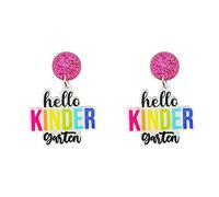 Teacher Earrings for Women 2024 Back to School Acrylic Drop Dangle Earrings Fun Colorful First Day of School Earrings for Students Teacher Appreciation Gifts for Women, Acrylic, No Gemstone