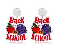 Teacher Earrings for Women Acrylic Apple LOVE Dangle Earrings Letter Back to School Earrings Teacher Accessories Teacher’s Day Holiday Gifts, Zinc, No Gemstone