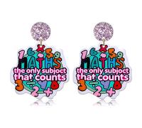 Teacher Earrings for Women Acrylic Apple LOVE Dangle Earrings Letter Back to School Earrings Teacher Accessories Teacher’s Day Holiday Gifts, Zinc, No Gemstone