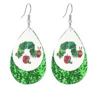 Teacher Earrings for Women Cartoon Animal Glitter Leather Graduation Earrings Elephant Cat Fish Hungry Caterpillar Earring Back to School Jewelry, S, Alloy Steel, No Gemstone
