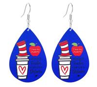 Teacher Earrings for Women Cartoon Animal Glitter Leather Graduation Earrings Elephant Cat Fish Hungry Caterpillar Earring Back to School Jewelry, S, Alloy Steel, No Gemstone