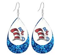 Teacher Earrings for Women Cartoon Animal Glitter Leather Graduation Earrings Elephant Cat Fish Hungry Caterpillar Earring Back to School Jewelry, S, Alloy Steel, No Gemstone