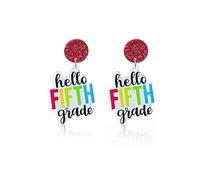 Teacher Earrings for Women Double-sided Print Wooden Drop Dangle Earrings Back to School Teacher Appreciation Earrings, Wood, No Gemstone