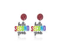Teacher Earrings for Women Double-sided Print Wooden Drop Dangle Earrings Back to School Teacher Appreciation Earrings, Wood, No Gemstone
