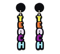 Teacher Earrings for Women Funny Acrylic Apple Books Math TEACHER Drop Dangle Earrings Colorful Creative Cute Teachers Appreciation Day Back To School Jewelry Gifts, Acrylic, alloy