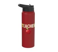 Teacher Educator School Classroom Apple Patterned Learning Stainless Steel Insulated Water Bottle