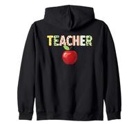 Teacher Educator School Classroom Apple Patterned Learning Zip Hoodie
