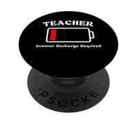 Teacher End of The Year Summer Recharge Required Funny PopSockets Adhesive PopGrip