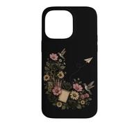 Teacher Floral Hummingbird School Supplies Paper Case for iPhone 14 Pro Max