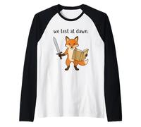 Teacher Fox We Test At Dawn Test Day Coordinator Final Exam Raglan Baseball Tee