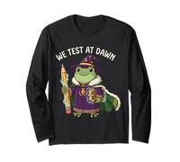 Teacher Frog We Test At Dawn Test Day Teacher Final Exam Long Sleeve T-Shirt