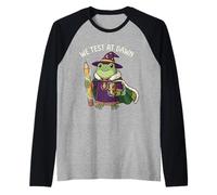 Teacher Frog We Test At Dawn Test Day Teacher Final Exam Raglan Baseball Tee