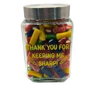 Teacher Gift Jar of Sweets - 500g Assorted Confectionery in Glass Jar with Thank You Message - End of Term Present for Educators (Mixed Pencils)
