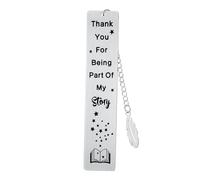 Teacher Gifts Bookmark, Thank You for Being Part of My Story Metal Bookmark Stainless Steel Teacher Appreciation Gifts Back to School Gifts Graduation Gifts for Teacher Day(Silver)
