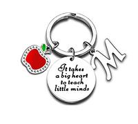 Teacher Gifts for Women Initial Charm Initial Jewellery Initial Keyring Teacher Appreciation Gifts Thank You Gifts For Teachers Women (M)