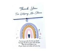 Teacher Gifts for Women or Men, Thank You For Helping Me Shine Wish Bracelet, End Of Year or Term Present for Christmas, Teacher Appreciation
