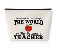 Teacher Gifts for Women Teacher Appreciation Gifts Canvas Makeup Bag Thank You Gift for Teacher from Student Travel Cosmetic Pouch Retirement Teachers Day Graduation Gift