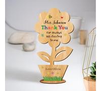 Teacher Gifts for Women Wooden Personalised Flower Decorations Thank You Gift Custom Thank You Teacher Gifts Best Teacher Gifts Appreciation Gift for Women Men Tutor Assistant (Design 3)