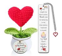 Teacher Gifts from Class Students Handmade Crochet Cute Big Heart Tutor Bookmark 2pc Set Gifts Favorite Teacher Christmas Women men Thanksgiving Presents It Takes A Big Heart to Shape Little Minds