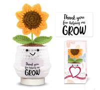 Teacher Gifts Personalised Thank You Gifts for Women Crochet Sunflower Best Nursery Teachers Gift Funny Christmas Appreciation Leaving Gift for Teacher End of The Year Thank You for Helping Me Grow