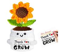 Teacher Gifts, Thank You For Helping Me Grow, Knitted Sunflower Card Emotional Support Potato, Perfect for End of the School Year Teacher's Day Graduation Birthday