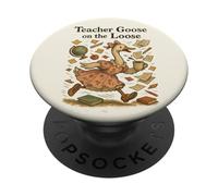 Teacher Goose On The Loose Pretty Coquette Bow Vintage PopSockets Adhesive PopGrip