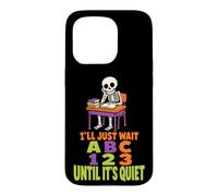 Teacher Halloween Skeleton ABC 123 School Desk Books Case for iPhone 15 Pro