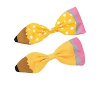 Teacher Headband - Soft Microfiber Stretch Cup, Yellow Patterned Hair Circle, Academic Print Bow Hairstyle, Flexible Padded Satin Headband | Learning To