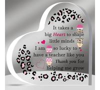 Teacher Heart Plaques Special Teacher's Day Gifts Women Birthday Appreciate Professor Graduation Instructor Thank You Desk Acrylic Signs Christmas Educator Retirement Leopard Souvenirs